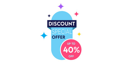 40 Percent Discount Special Offer , Clearance, Promotion Banner Layout with Sticker Style.