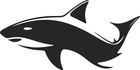 A clean and modern black and white vector logo featuring a strong shark.