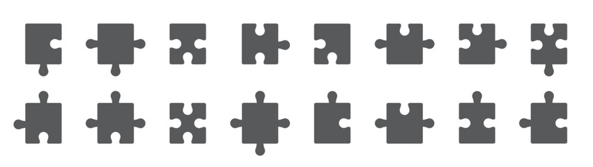 Set of puzzle pieces. Information or presentation, business presentation, puzzle for web. Jigsaw symbol.