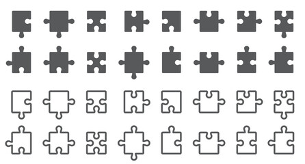 Set of puzzle pieces. Information or presentation, business presentation, puzzle for web. Jigsaw symbol.