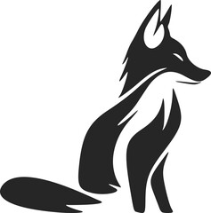 Monochrome vector logo with the image of a fox head.