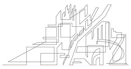 continuous line drawing vector illustration with FULLY EDITABLE STROKE of architecture linear vector graphics