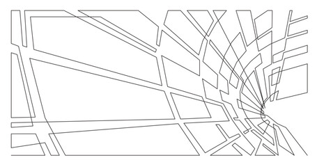 continuous line drawing vector illustration with FULLY EDITABLE STROKE of futuristic linear composition