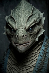 creepy ancient reptilian alien, sci-fi horror movie character, generative ai illustration