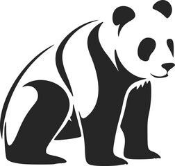 Minimalistic black and white panda vector logo. © LoFi J.