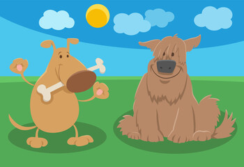 Obraz na płótnie Canvas two cartoon dogs comic animal characters