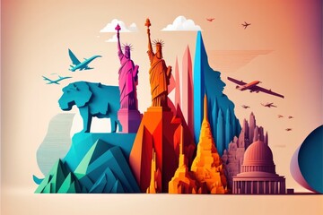 illustration of world landmarks