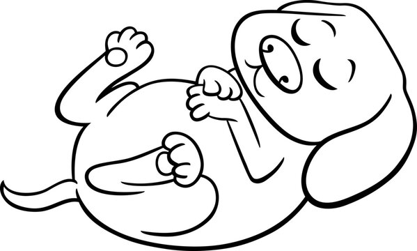 cartoon dog lying down and sticking out tongue coloring page