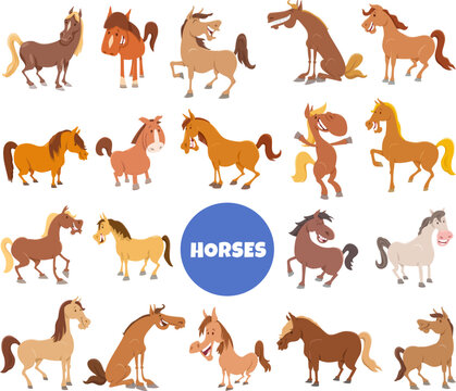 cartoon horses and ponies farm animal characters big set