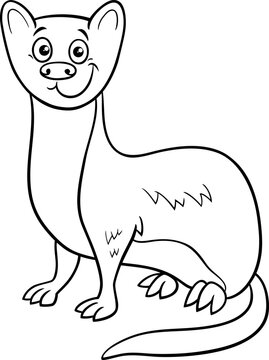 cute cartoon weasel animal character coloring page