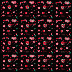 seamless pattern with hearts and flowers