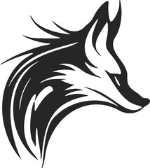 Stylish black and white fox vector logo design.