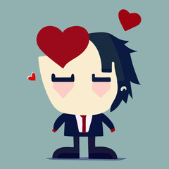 Cute valentines day kawaii boy in love