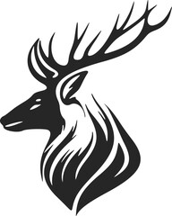 Elegant black and white vector logo for a luxury brand featuring a deer with antlers.