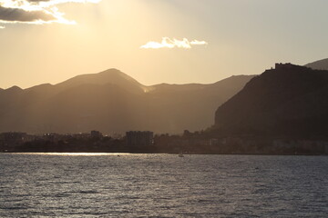 sunset over the lake