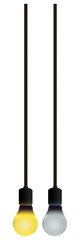 Here is an incadescent light bulb on a long cord in a 3-d illustration.