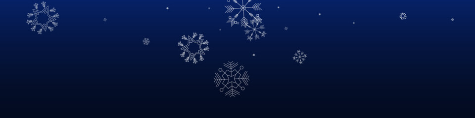 Fototapeta premium Gray Snowfall Vector Blue Panoramic Background.