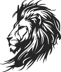 High contrast black and white lion head logo vector illustration. © LoFi J.