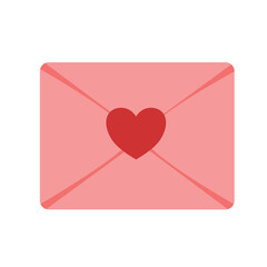 Happy Valentine's day. Pink paper envelope with red heart. design congratulations mail envelope. Holiday background. Letters Be my Valentine. Vector illustration