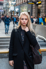 young woman on the street of the Vienna, Austria