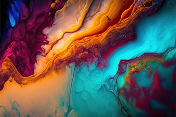 Fototapeta premium Translucent Colorful Alcohol Ink Marble Texture Background. For Use in Web Design, Marketing, Poster Art. Generative AI.
