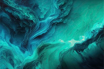 Fototapeten Abstract Watercolor Teal and Green Background. Generative AI. © Henry Letham