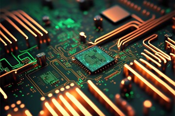 Obraz premium Abstract Electronic Circuit Board Technology Background. Generative AI.