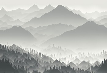 Misty Grey Mountain Landscape (Generative AI)