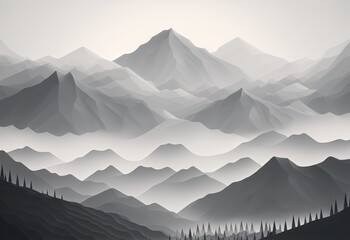 Misty Grey Mountain Landscape (Generative AI)