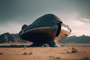 Fototapeta na wymiar A Giant Alien Spaceship - Futuristic Sci-Fi Concept. Generative AI.