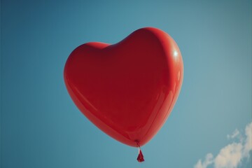 Fototapeta na wymiar Heart-Shaped Balloon Floating in the Sky For Valentine's Day. Generative AI.