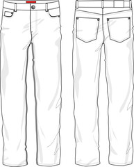 Denim long pants jeans fashion flat sketch model template mock-up technical illustration   © SUPERHOLIK