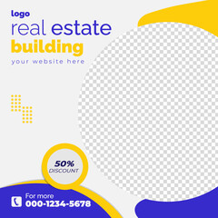 Real estate social media post bundle design, modern Real Estate social media post Template, Real estate social media post web banner template design	