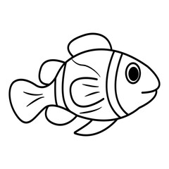 Cute little fish for coloring book. Fish vector illustration isolated on white background
