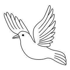Dove for coloring book. Vector illustration of a flying bluebird