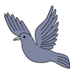 Gray dove. Vector illustration of a flying bluebird