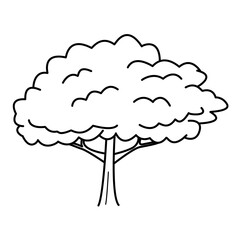 Vector tree for coloring book. Lush tree illustration isolated on white background