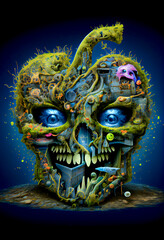 Generative AI abstract render of a human skull