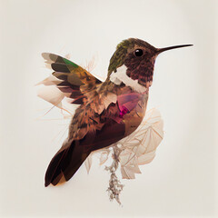Double exposure hummingbird generative ai