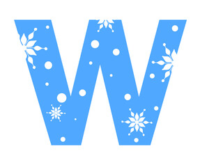 Letter w with holes in the form of snowflakes