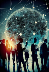 Fototapeta na wymiar Global business structure of networking. Group of business person. People walking in suits.