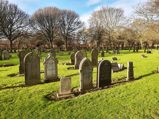 gravestones in a cemetery in Hull UK