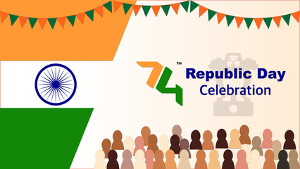 74th Republic day celebration India with flag