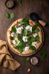 Italian pizza with soft cheese mozzarella