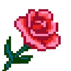 Obraz premium Red roses pixel art. Valentine's Day. Generative AI. 