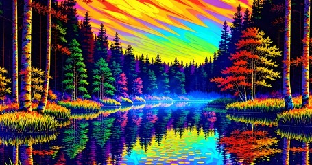 Psychedelic forest wallpapers in 4K.Generative AI