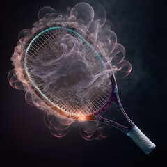 Steaming tennis racket. Generative AI.