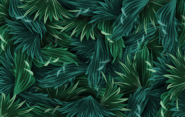 Obraz na płótnie Canvas Hand-drawn green leaf background