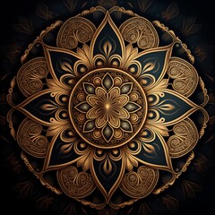 Elegant background with gold luxury floral pattern texture mandala concept Generative AI