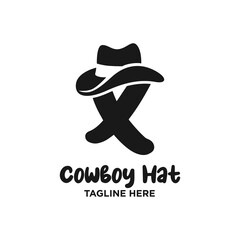 Letter X Cowboy Hat Logo Design Template Inspiration, Vector Illustration.
